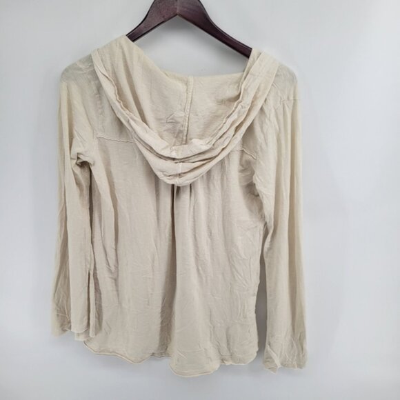 Free People Cream Hooded Lace Detail Women's Boho Top Size Small - Picture 6 of 6